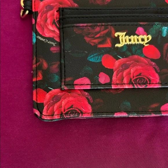 Juicy Couture Rose Print Wristlet with Gold Chain - Picture 4 of 7